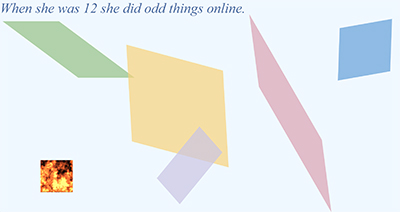 Artwork by Julianne Aguilar about growing up on the computer in the 90s